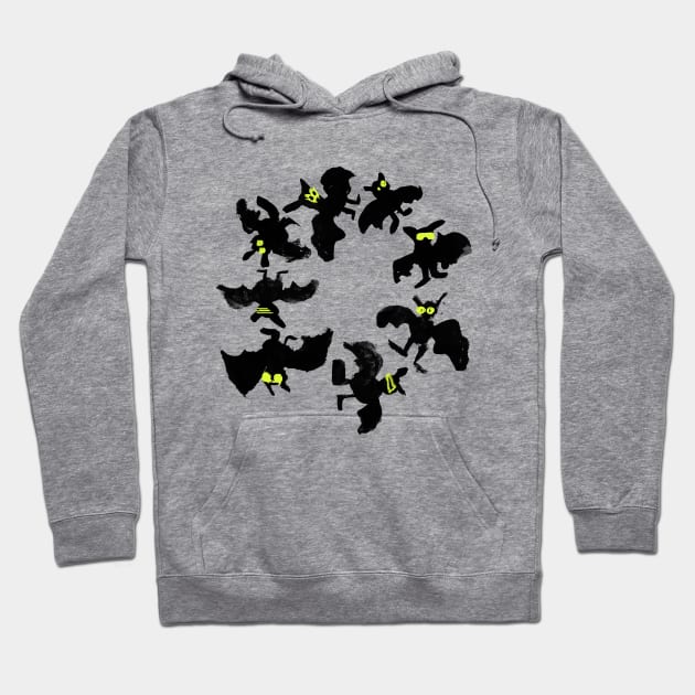 the circle of funky Bats! - happy disco Halloween!!! Hoodie by heyK